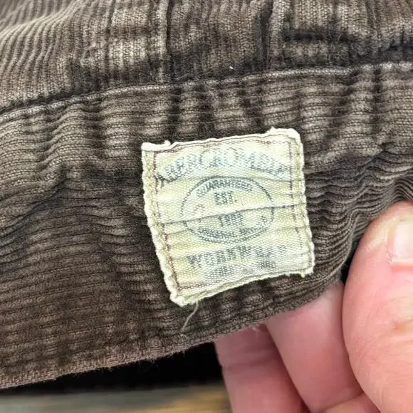 VTG 90s Abercrombie Fitch Corduroy Trucker Jacket Sherpa Lined Brown Men Medium - Picture 5 of 11